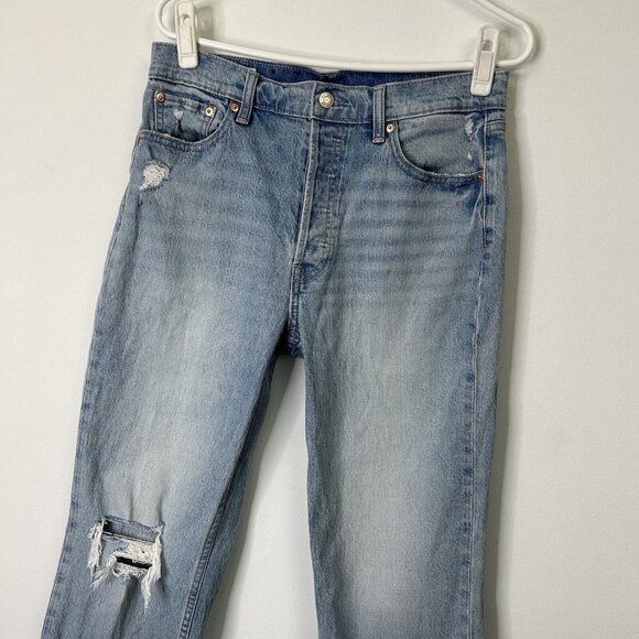 Gap Cheeky Straight High Rise Jeans Womens Size 29 Ankle Distressed Button Fly - Picture 2 of 10